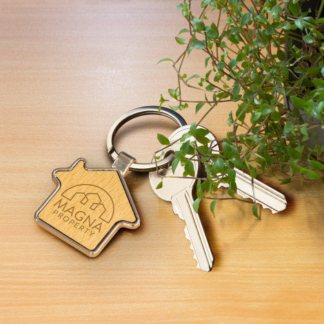 Custom Printed Santo House Shaped Key Ring with Logo