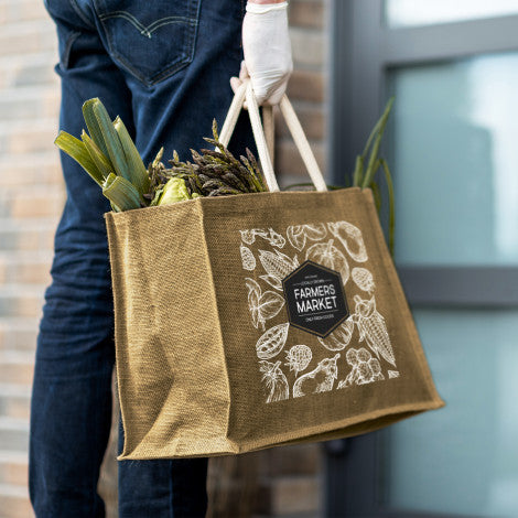 Custom Printed Torino Starch Jute Tote Bag with Logo