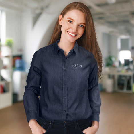 Custom Printed TRENDSWEAR Chester Women's Denim Shirt with Logo