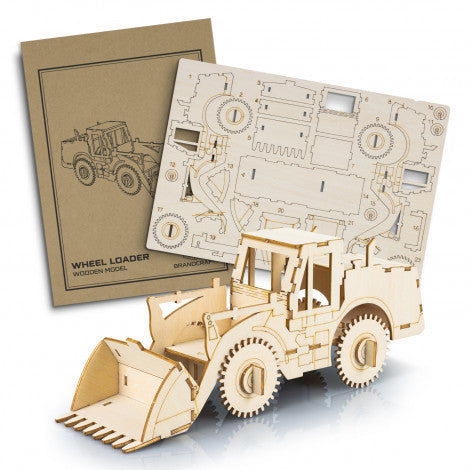 Custom Printed BRANDCRAFT Wheel Loader Wooden Model with Logo