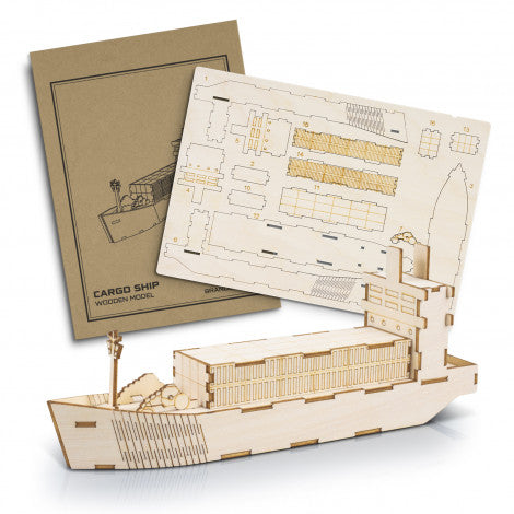 Custom Printed BRANDCRAFT Cargo Ship Wooden Model with Logo