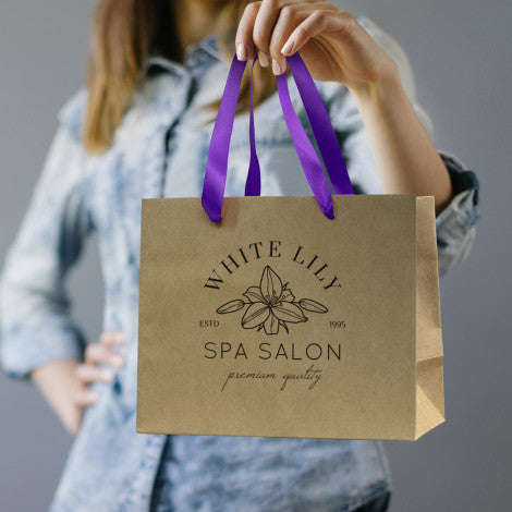 Custom Printed Medium Ribbon Handle Paper Bag with Logo