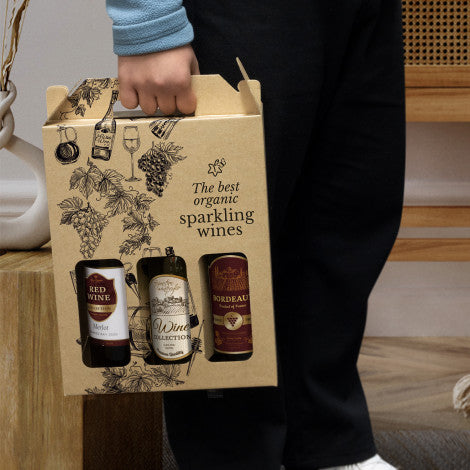 Custom Printed Wine Carry Pack - Triple with Logo