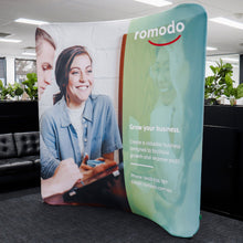 Load image into Gallery viewer, Custom printed promotional Curved Stretch Media Wall Medium 
