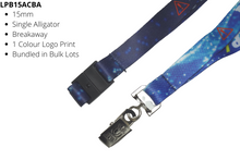 Load image into Gallery viewer, Lanyard 15mm Budget Full Colour Alligator Clip &amp; Breakaway
