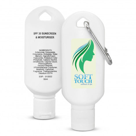 Custom Printed Carabiner Sunscreen - 50ml with Logo