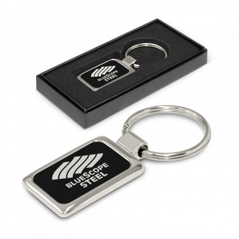 black custom printed promotional metal keyring for corporate gift 