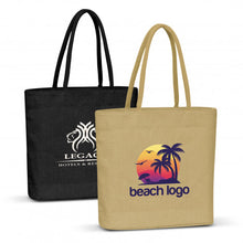 Load image into Gallery viewer, Custom Printed Carrera Jute Tote Bags with Logo
