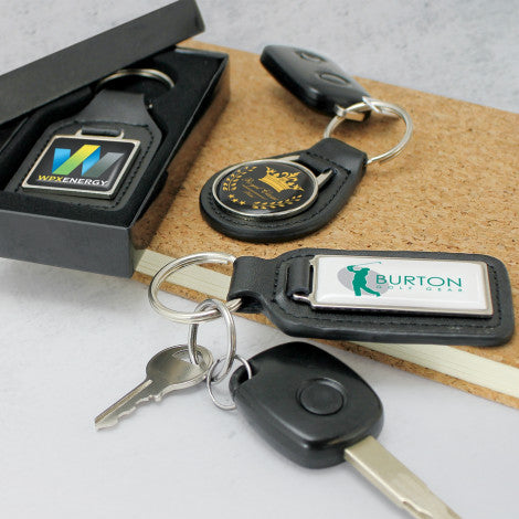 Custom Printed Baron Leather Key Rings Square with Logo