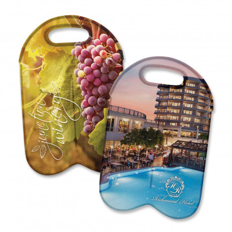 Custom Printed Neoprene Double Wine Cooler Bag - Full Colour with Logo