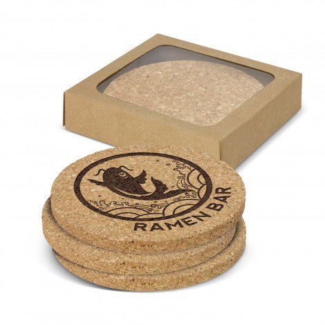 Custom Printed Oakridge Cork Coaster Round Set of 4 with Logo