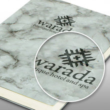 Load image into Gallery viewer, Custom Printed Marble Soft Cover Notebook with Logo
