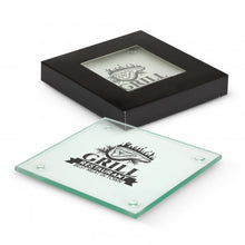 Load image into Gallery viewer, Custom Printed Venice Glass Coaster Set of 2 - Square with Logo
