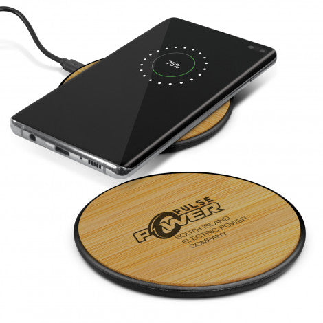 Custom Printed Bamboo 5W Wireless Charger with Logo