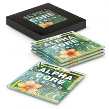 Load image into Gallery viewer, Custom Printed Venice Glass Coaster Set of 4 Square - Full Colour with Logo
