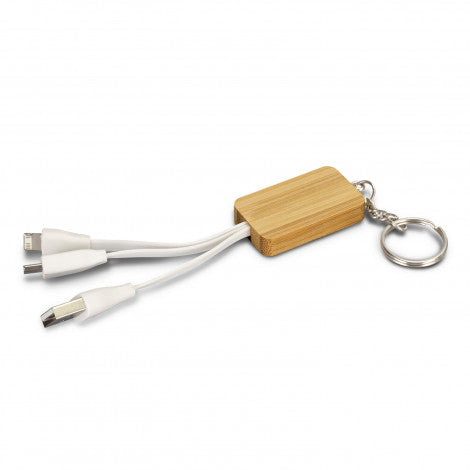 Bamboo Charging Cable Key Ring - Rectangle