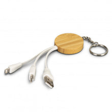 Load image into Gallery viewer, Bamboo Charging Cable Key Ring - Round
