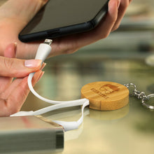 Load image into Gallery viewer, Bamboo Charging Cable Key Ring - Round
