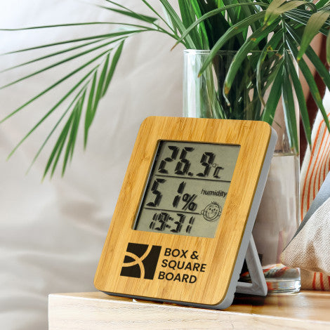 Custom Printed Bamboo Weather Station with Logo