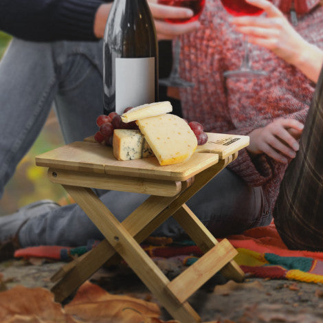 Custom Printed Bamboo Folding Wine Table with Logo