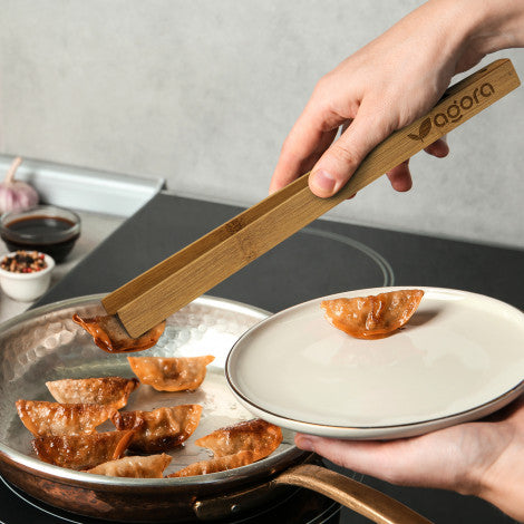 Custom Printed Bamboo Serving Tongs with Logo 