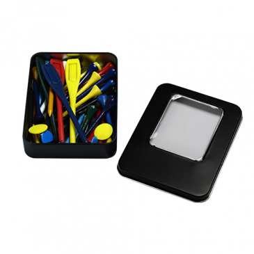 Custom Printed Rectangular Coloured Accessories Tin Black with Logo 