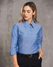 Load image into Gallery viewer, [BS04] Ladies&#39; wrinkle free chambray shirt 3/4 sleeve
