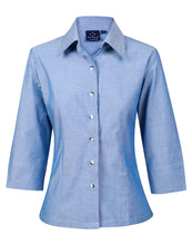 Load image into Gallery viewer, [BS04] Ladies&#39; wrinkle free chambray shirt 3/4 sleeve
