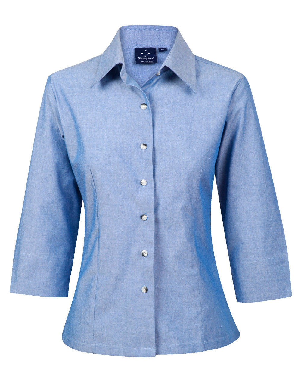 [BS04] Ladies' wrinkle free chambray shirt 3/4 sleeve