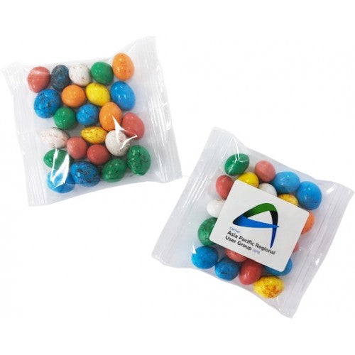 Custom Printed Candy Coated Chocolate Eggs in Bag 50G with Logo 
