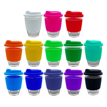 Load image into Gallery viewer, Custom Printed Carlo Glass Coffee Cup – Silicone Band with Logo
