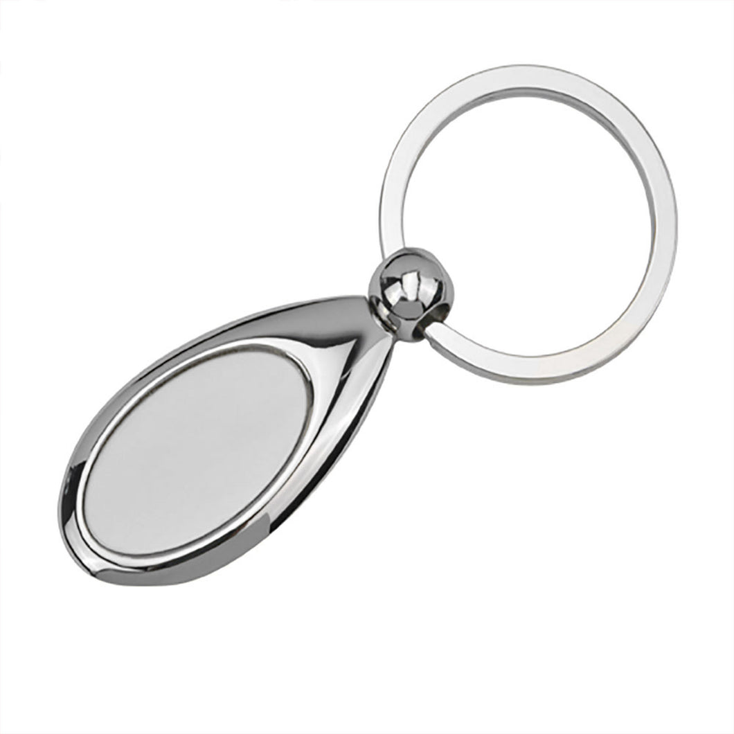 silver teardrop custom printed promotional key rings