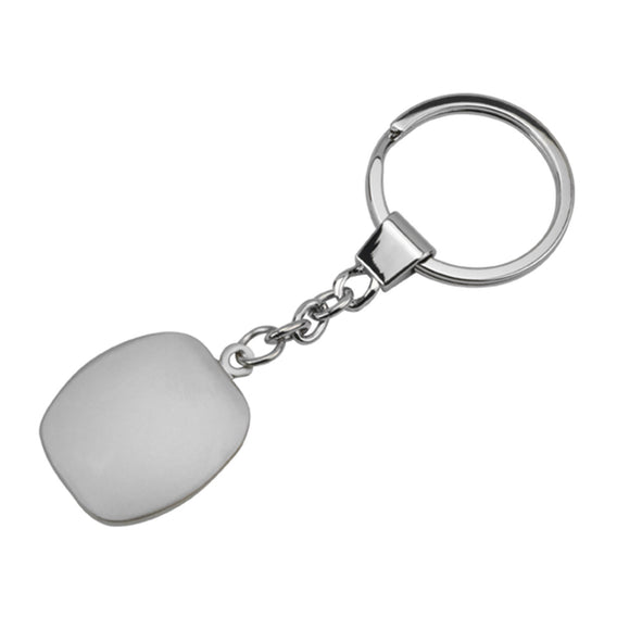 silver cubic custom printed promotional key rings