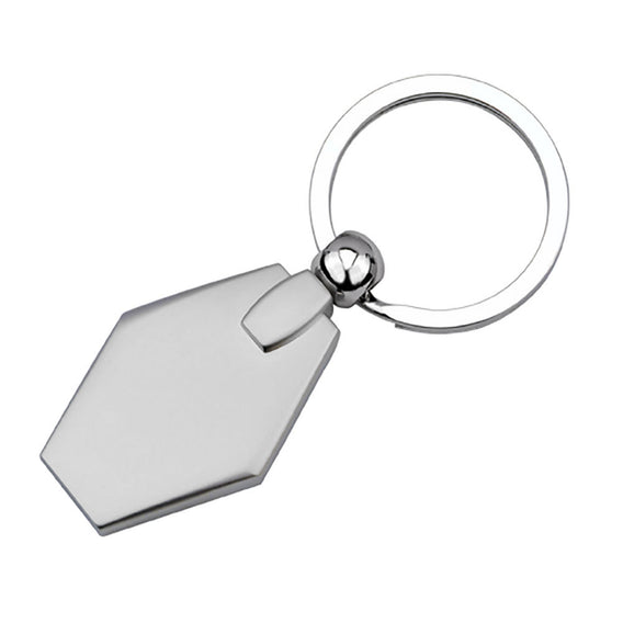 silver hexagon custom printed promotional key rings