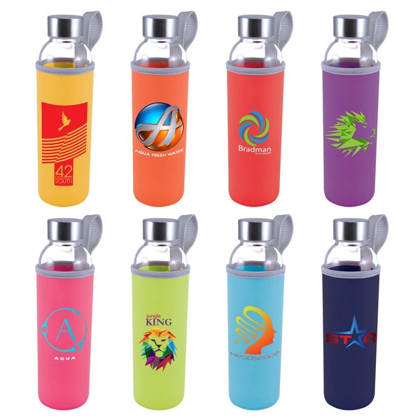 Custom Printed Capri Glass Bottle / Neoprene Sleeve with Logo