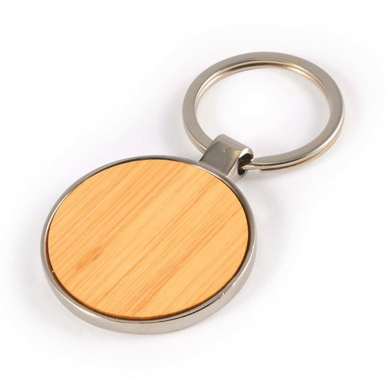 Custom Printed Circle Bamboo Zinc Keytag with Logo