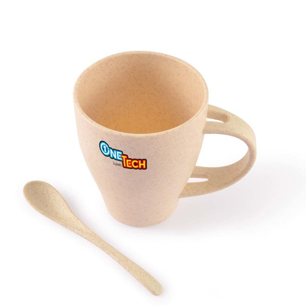 Custom Printed Avenue Wheat Fibre Cup and Spoon with Logo