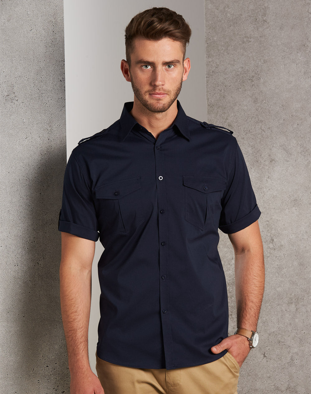 [M7911] Men's Short Sleeve Military Shirt