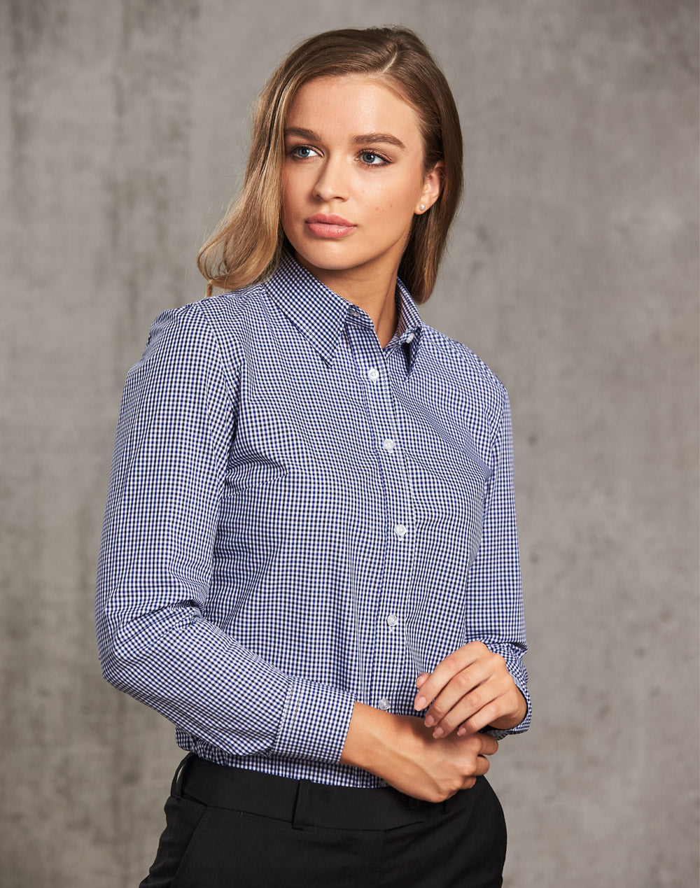 [M8320L] Ladies' Two Tone Check L/S Shirt