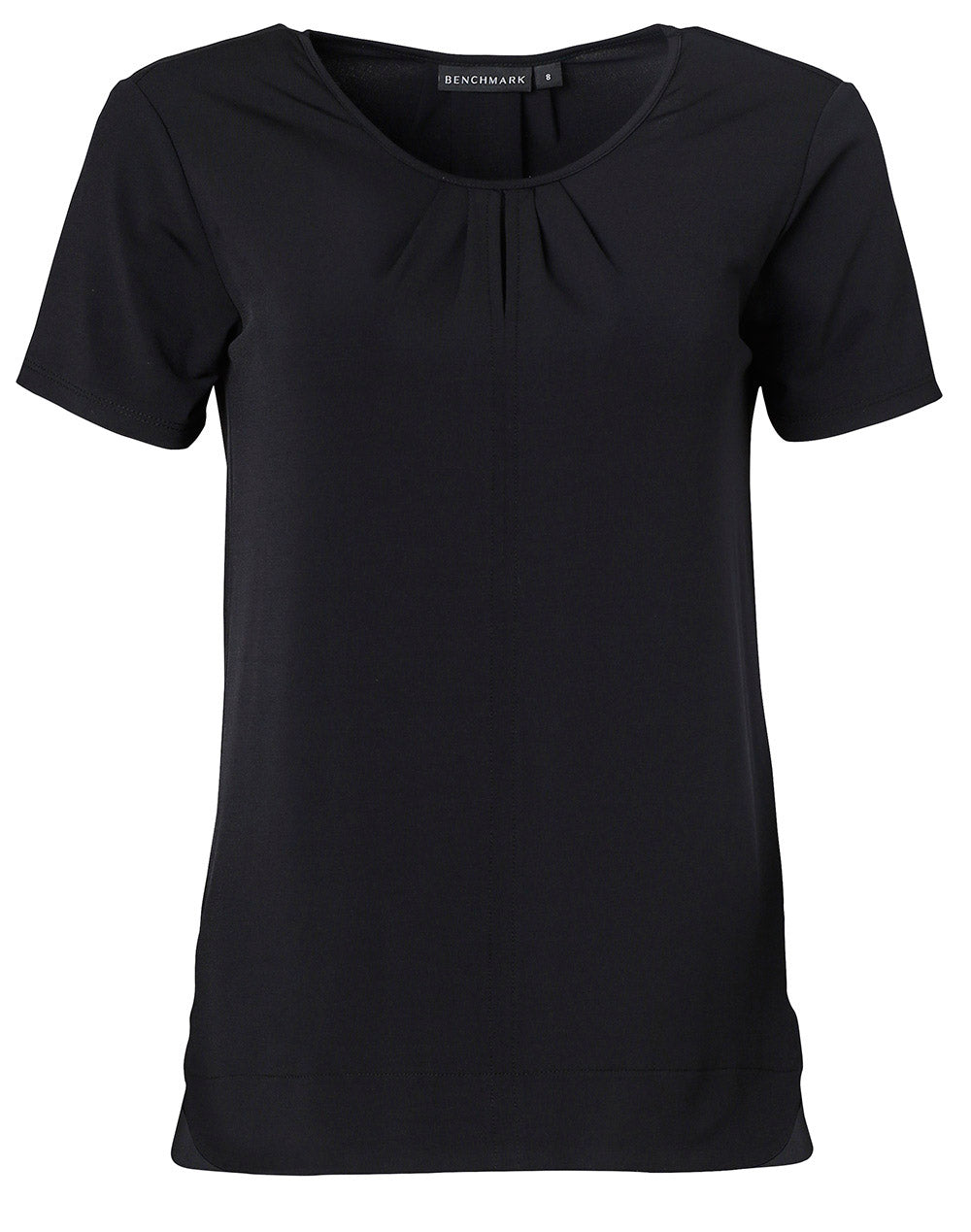 [M8850] Ladies' Round Neck with Pleats S/S Knit Top