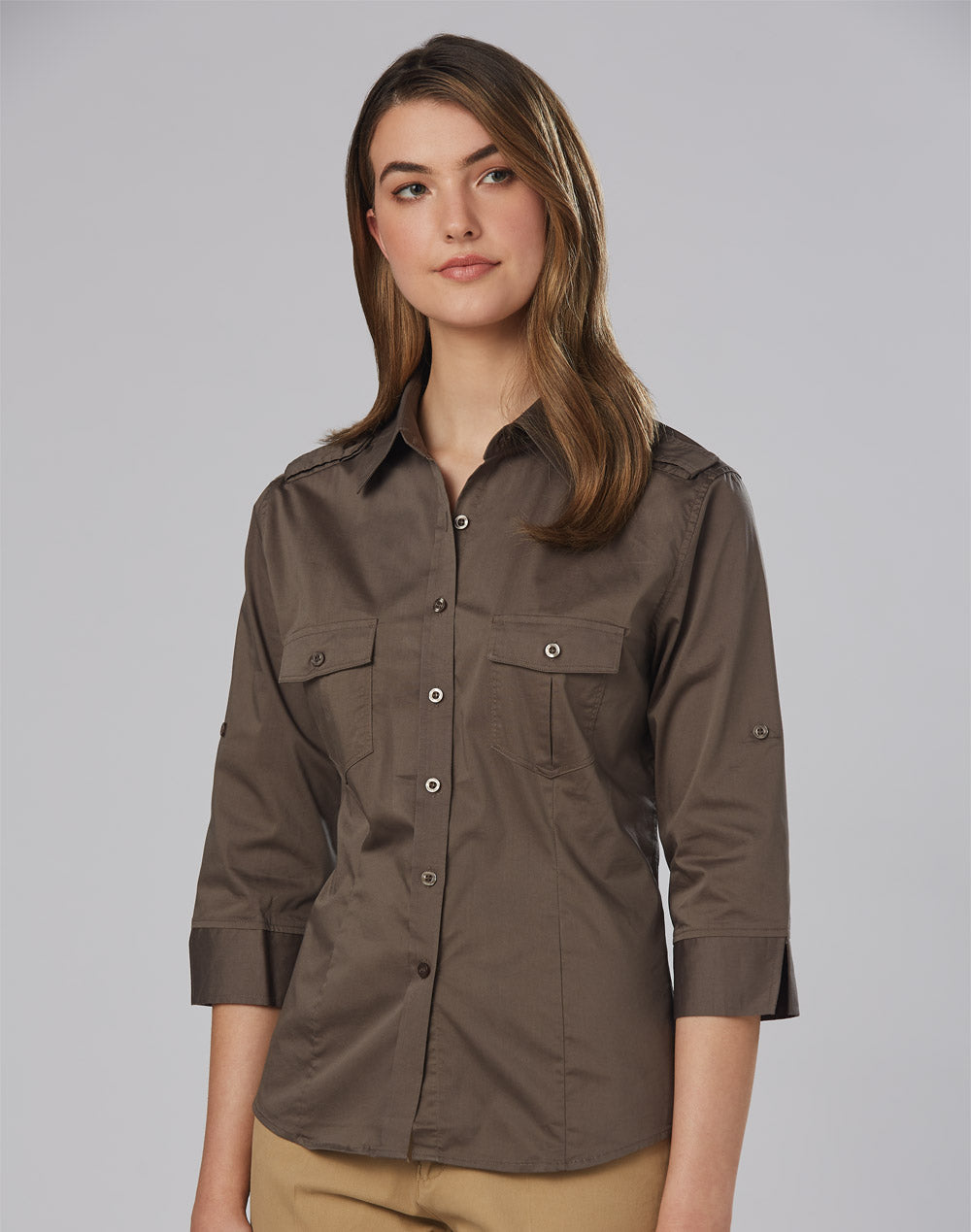 [M8913] Women's 3/4 Sleeve Military Shirt