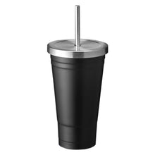 Load image into Gallery viewer, black easy carry tumbler custom printed promotional stainless steel mugs
