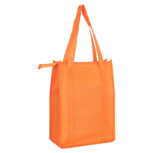 Load image into Gallery viewer, orange zipped lid custom printed promotional cooler bags

