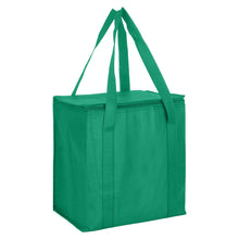Load image into Gallery viewer, green zipped lid custom printed promotional cooler bags

