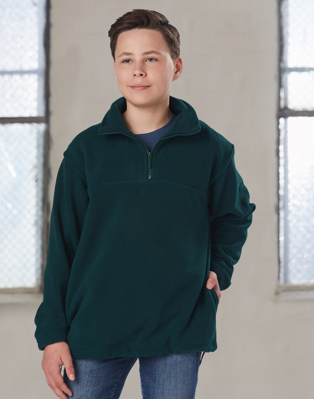 [PF11] Kids' half zip polar fleecy pullover