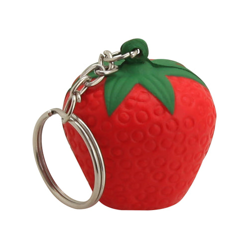 Custom Printed Stress Strawberry Key Ring with Logo