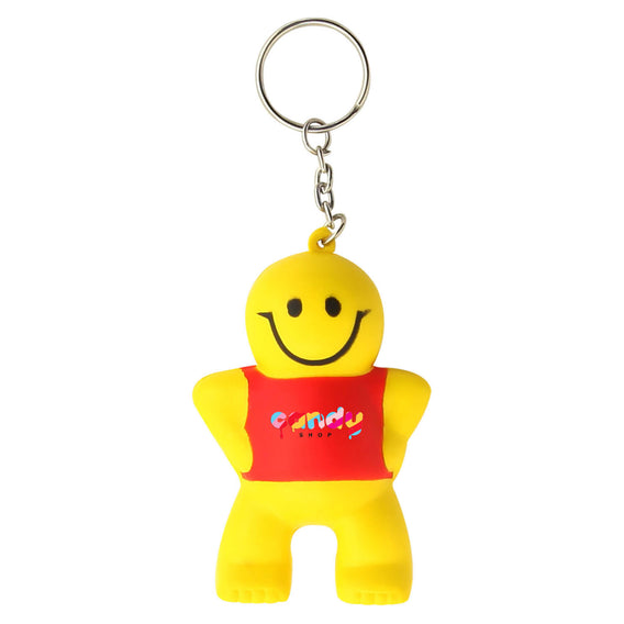 yellow little man premium custom printed promotional stress key rings