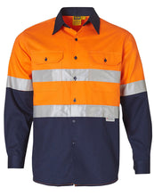 Load image into Gallery viewer, [SW68] Men&#39;s Hi-Vis Cotton Twill  L/S Safety Shirt (3M tape)
