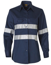 Load image into Gallery viewer, [WT08HV] Ladies HiVis Cotton Drill Long Sleeves Work Shirt with 3M Reflective Taps
