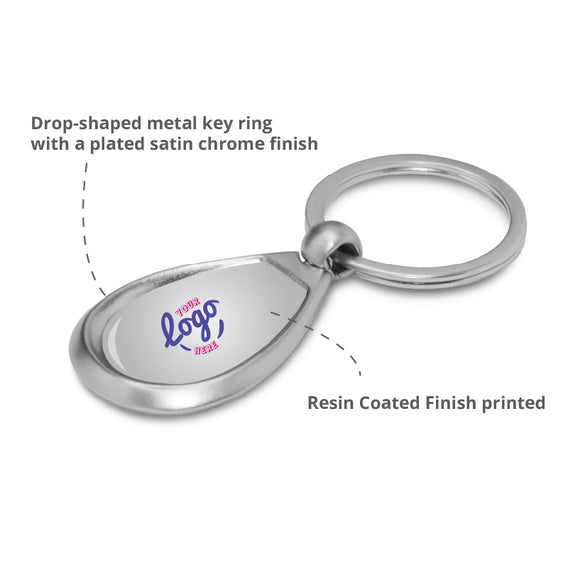 Custom Printed Drop Metal Key Rings with Logo